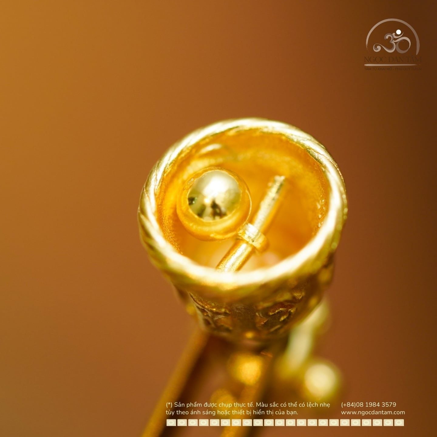  Charm Chuông Kim Cang Lục Tự - Bạc 925 Mạ Vàng Cao Cấp 