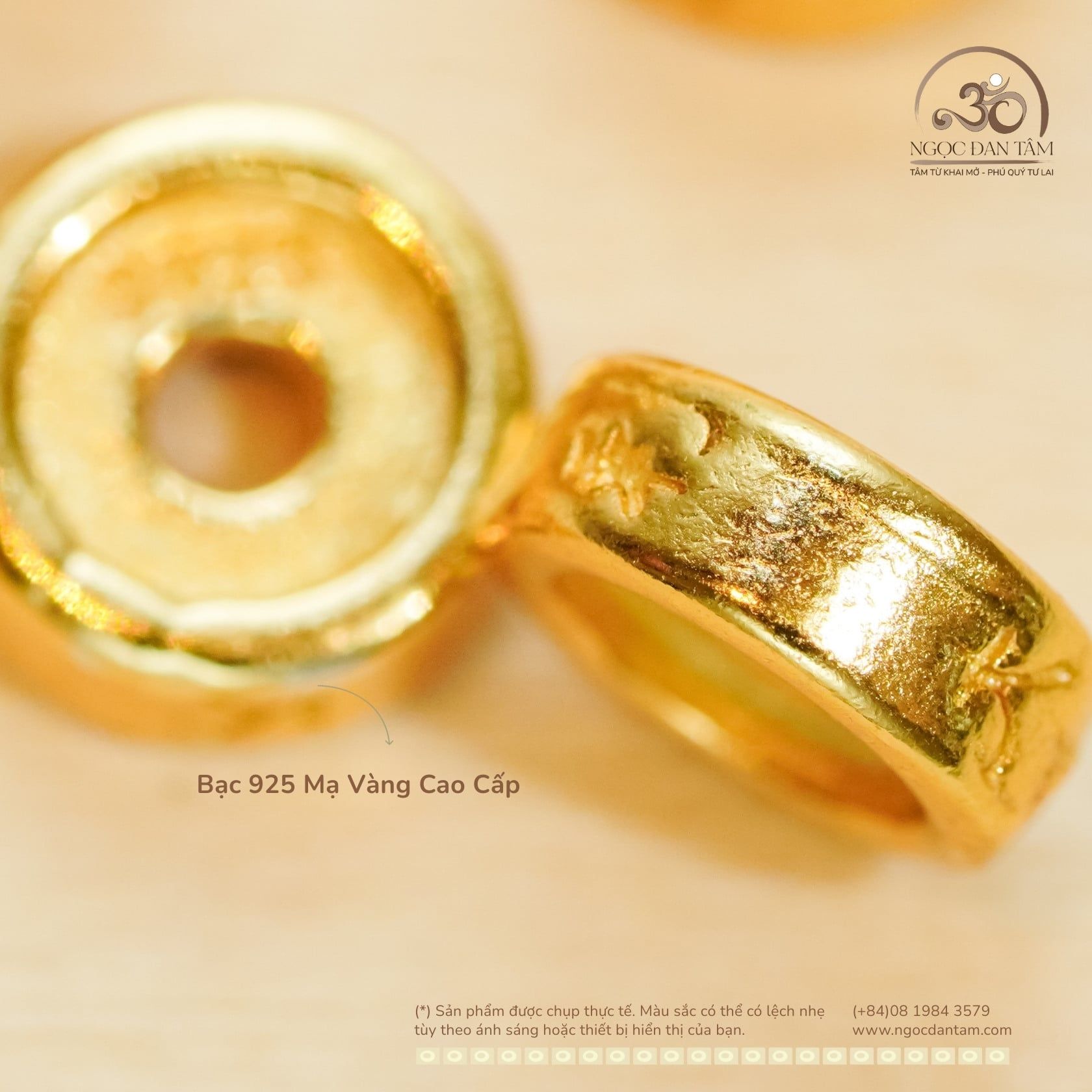  Charm Đại Cát 5mm - Bạc 925 Mạ Vàng Cao Cấp 