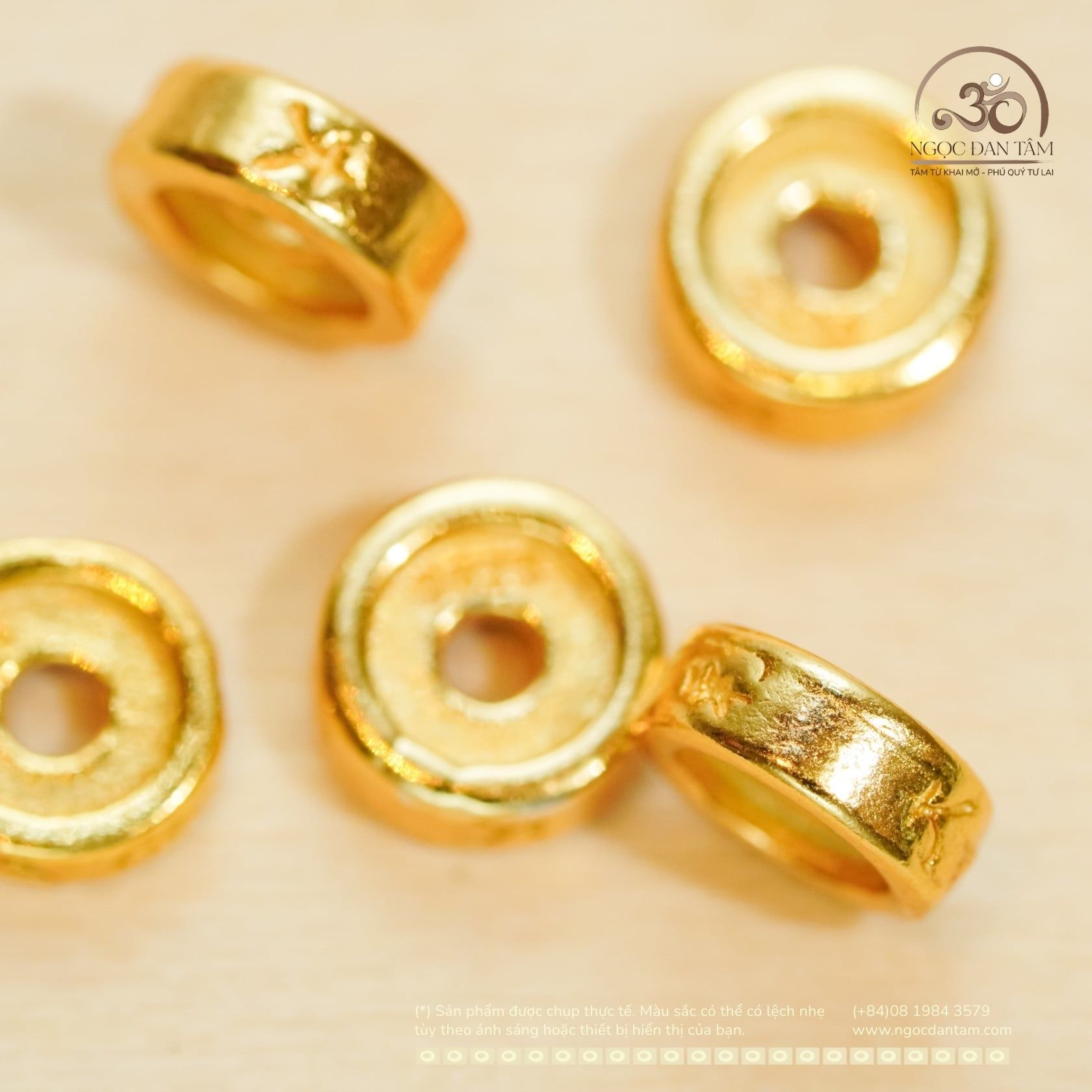  Charm Đại Cát 5mm - Bạc 925 Mạ Vàng Cao Cấp 