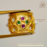  Charm Đệm Bánh Xe Đính Đá 7.35mm - Bạc 925 Mạ Vàng Cao Cấp 