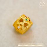  Charm Đệm Bánh Xe Đính Đá 7.35mm - Bạc 925 Mạ Vàng Cao Cấp 