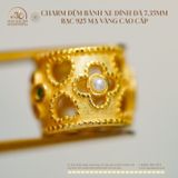  Charm Đệm Bánh Xe Đính Đá 7.35mm - Bạc 925 Mạ Vàng Cao Cấp 
