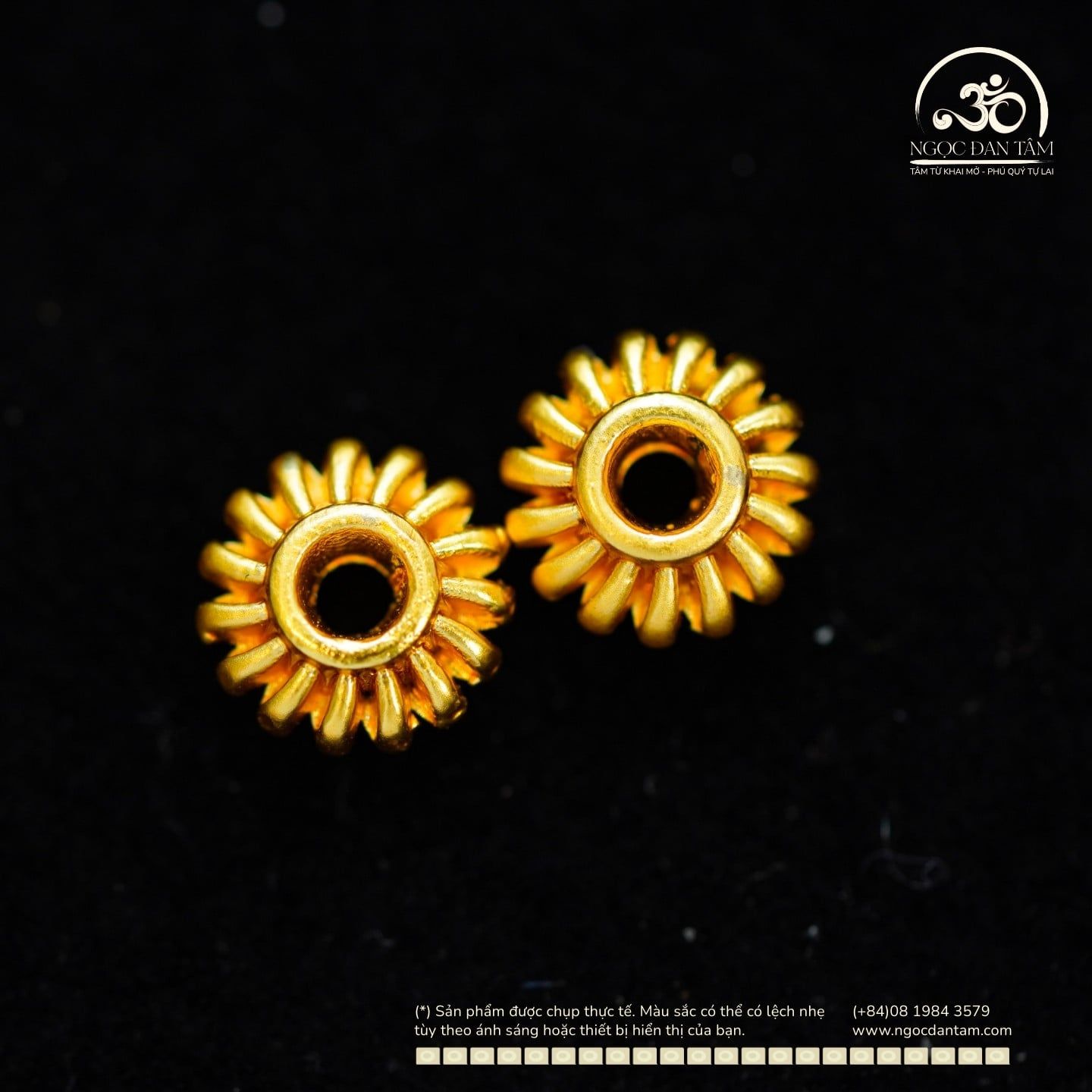  Charm đệm lồng đèn xoắn 6.68mm - Kim Loại Mạ Vàng 