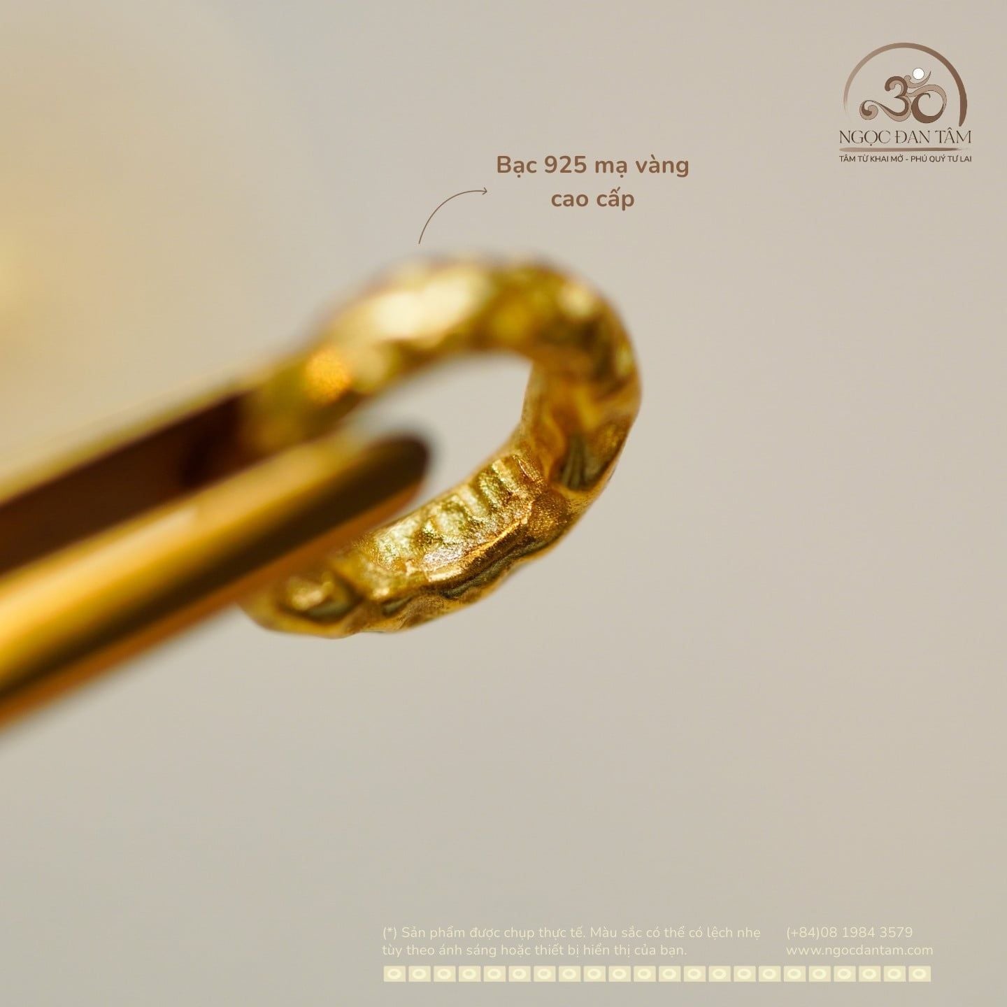  Charm Đệm Tròn 8mm - Bạc 925 Mạ Vàng Cao Cấp 