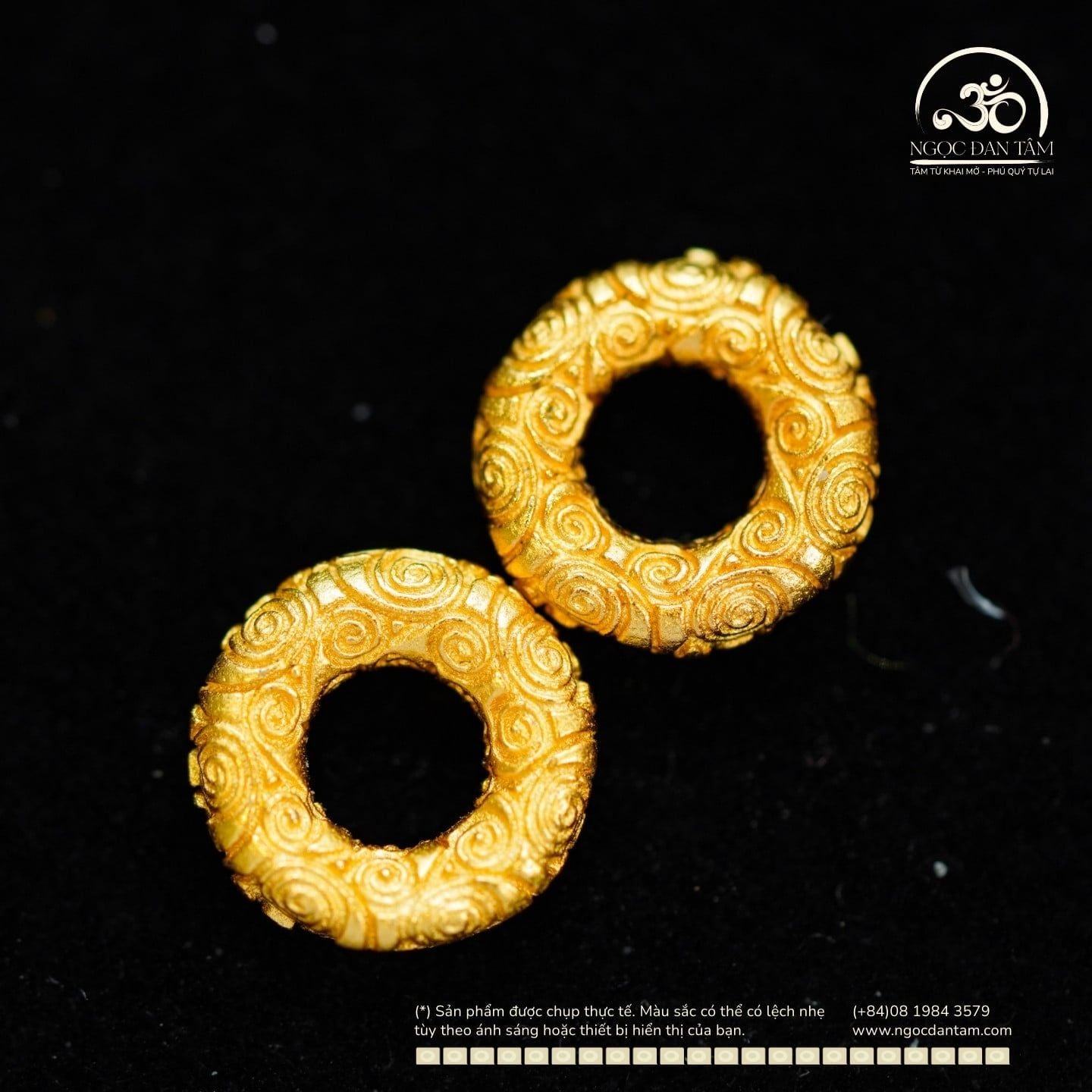  Charm Đệm Tròn Bạc Mạ Vàng Lớn  8.63mm - Bạc Mạ Vàng 