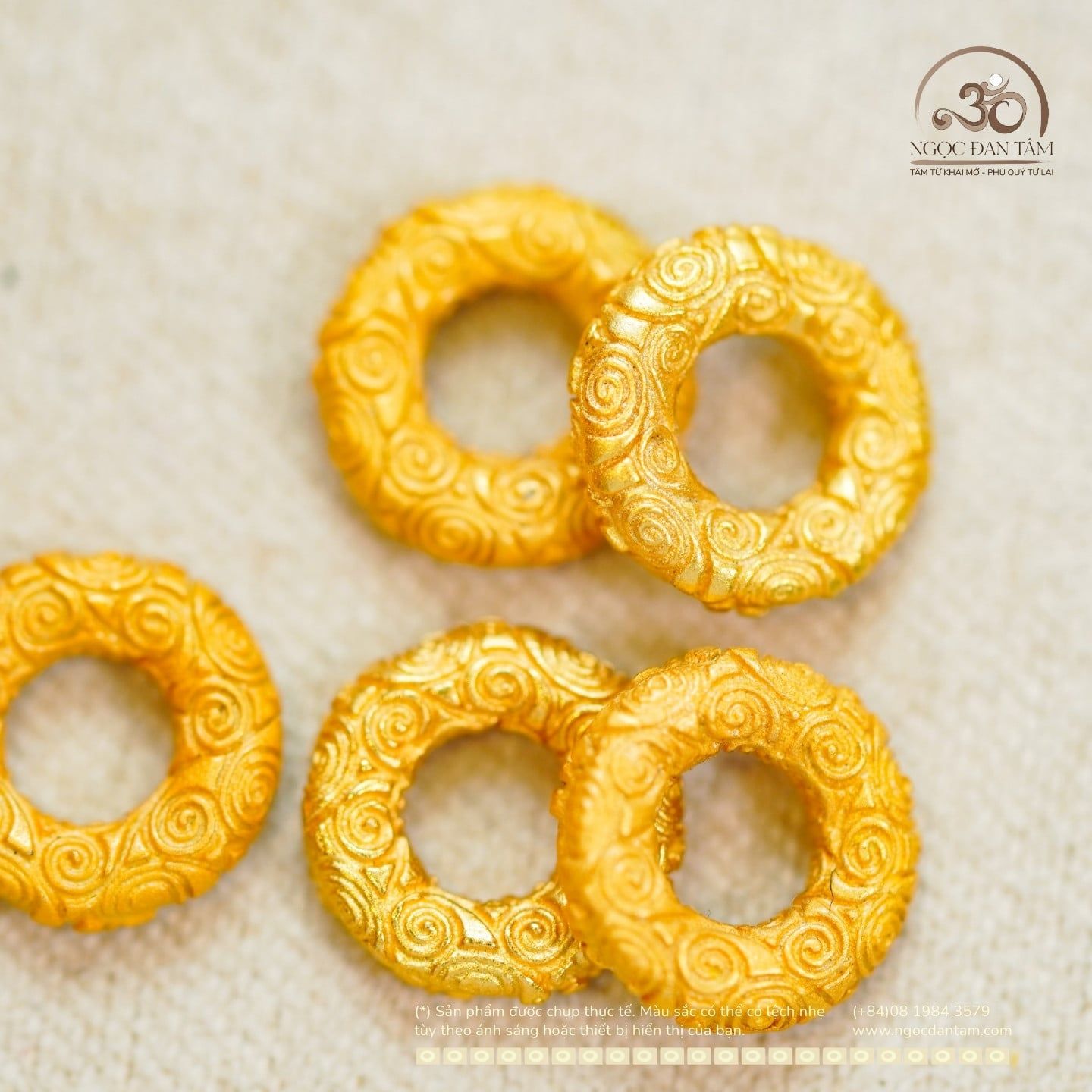  Charm Đệm Tròn Bạc Mạ Vàng Lớn  8.63mm - Bạc Mạ Vàng 