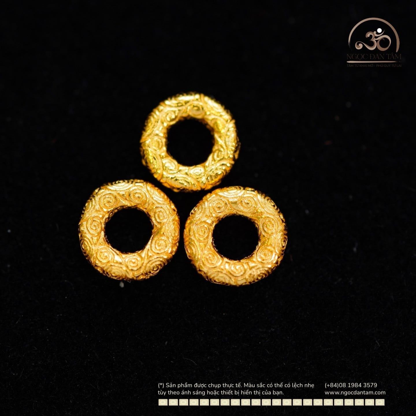  Charm Đệm Tròn Bạc Mạ Vàng Lớn  8.63mm - Bạc Mạ Vàng 