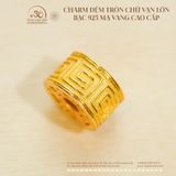  Charm Đệm Tròn Chữ Vạn Lớn - Bạc 925 Mạ Vàng Cao Cấp 