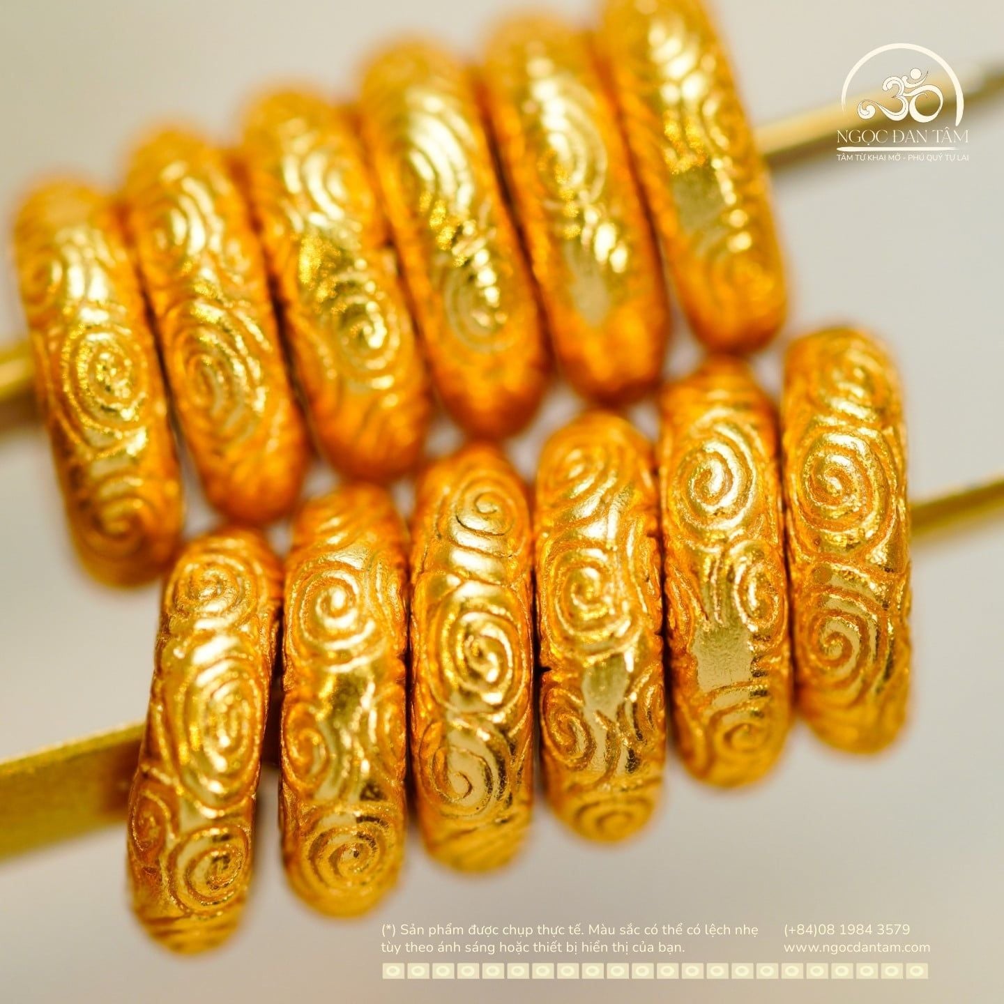  Charm Đệm Tròn Dày Bạc Mạ Vàng 8.89mm 