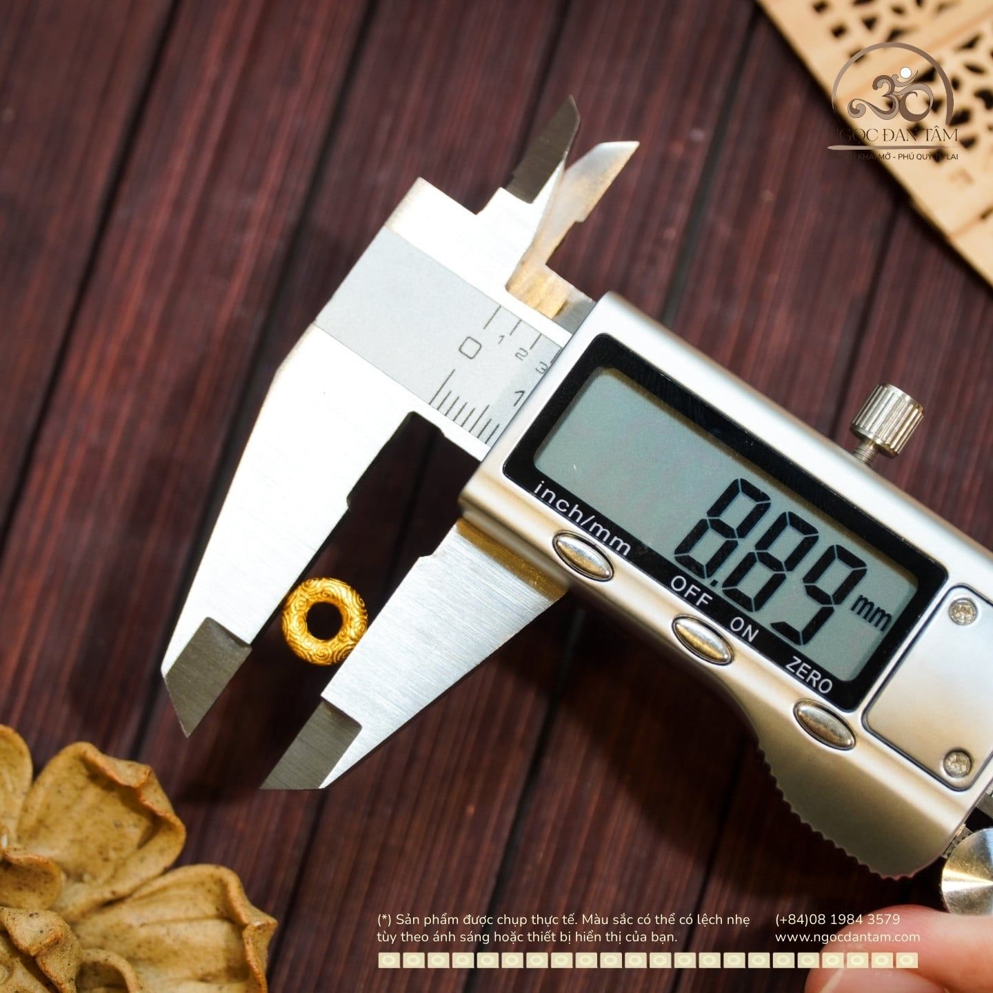  Charm Đệm Tròn Dày Bạc Mạ Vàng 8.89mm 