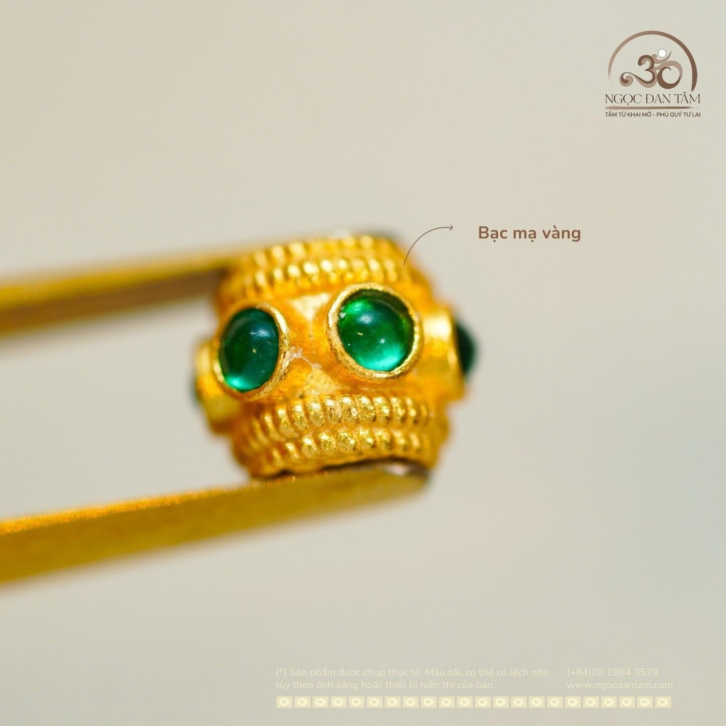  Charm Đính Đá Xanh Lá 5mm - Bạc mạ vàng 