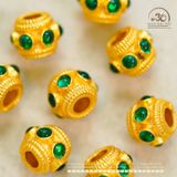  Charm Đính Đá Xanh Lá 5mm - Bạc mạ vàng 