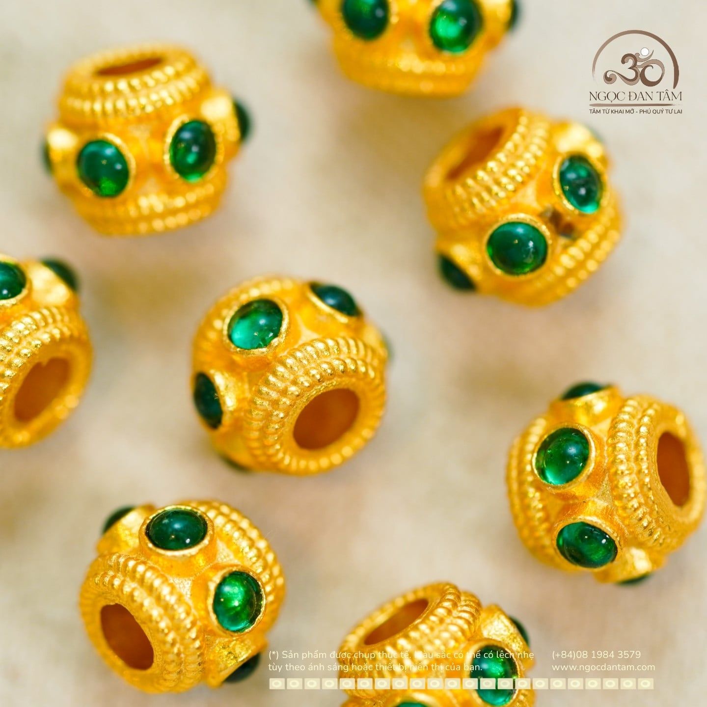  Charm Đính Đá Xanh Lá 5mm - Bạc mạ vàng 