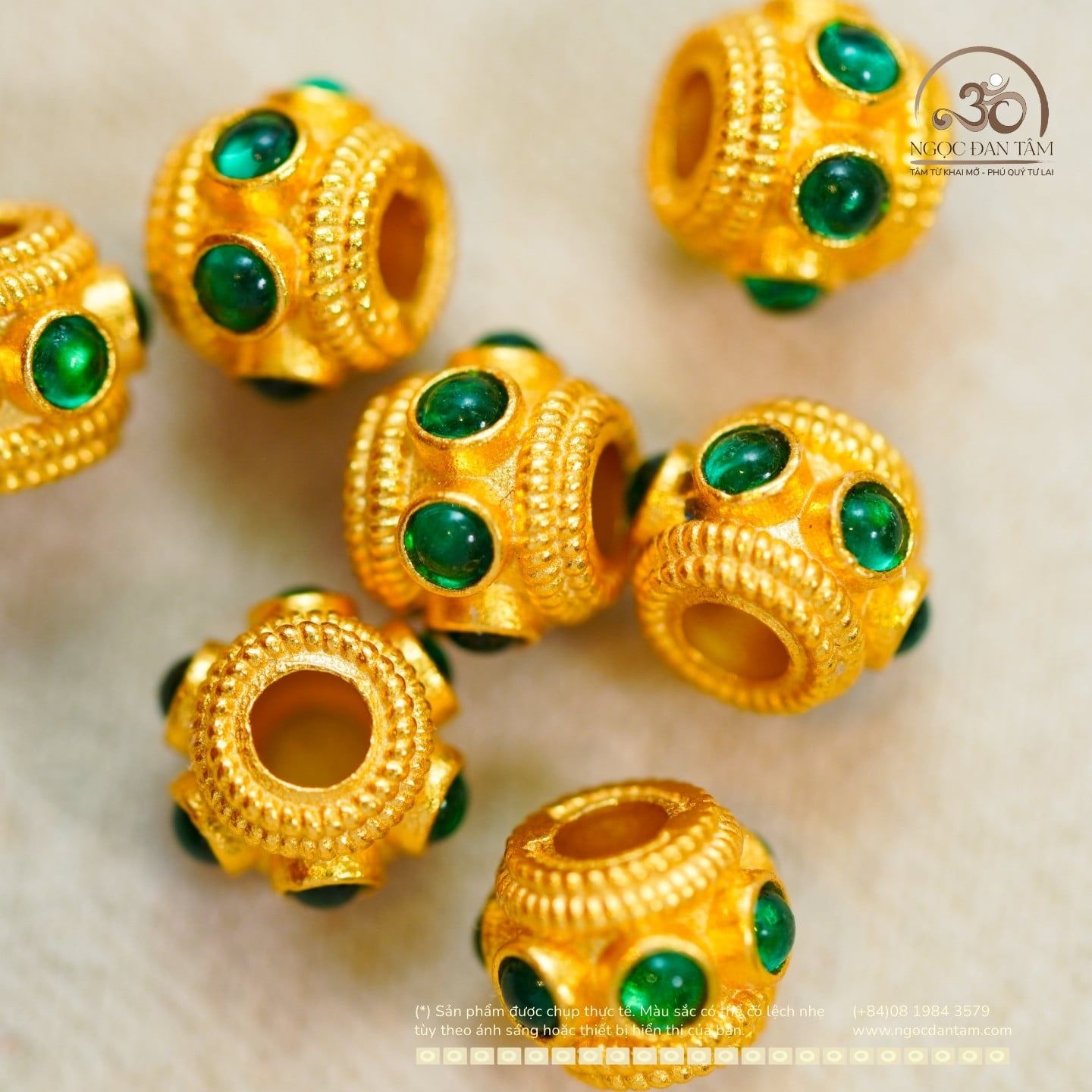  Charm Đính Đá Xanh Lá 5mm - Bạc mạ vàng 