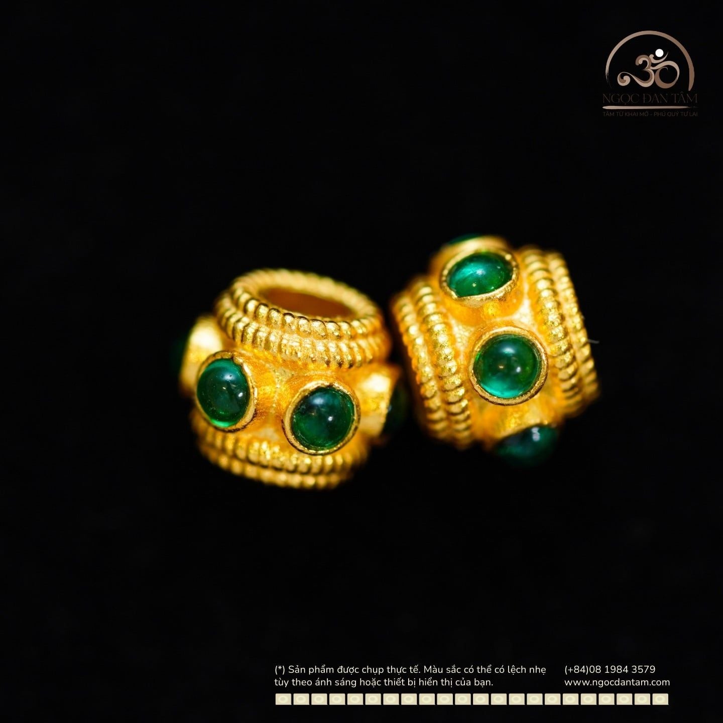  Charm Đính Đá Xanh Lá 5mm - Bạc mạ vàng 