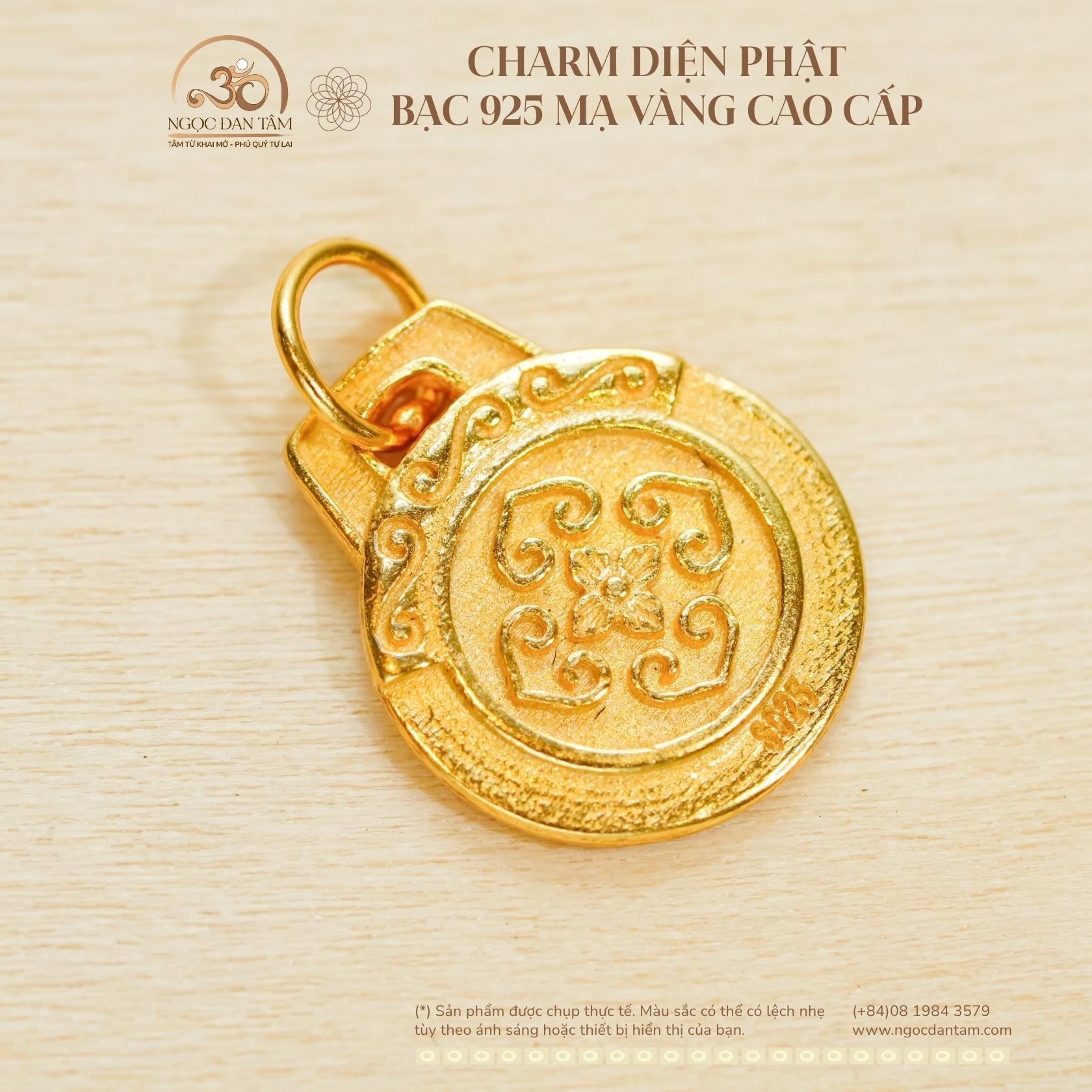  Charm Diện Phật - Bạc 925 Mạ Vàng Cao Cấp 