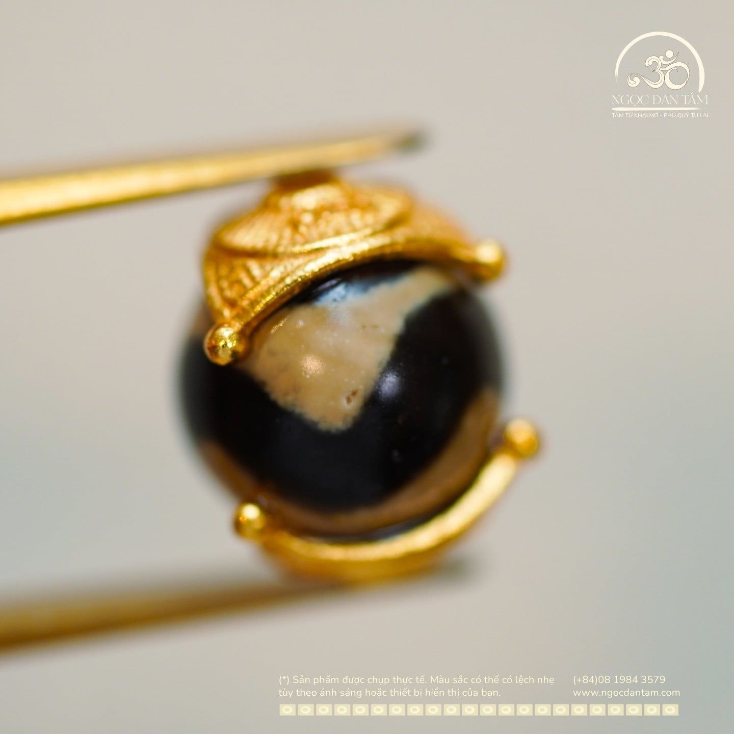  Charm Dzi 10.37mm - Bạc 925 Mạ Vàng Cao Cấp 