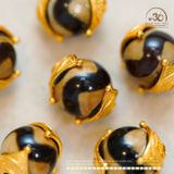  Charm Dzi 10.37mm - Bạc 925 Mạ Vàng Cao Cấp 