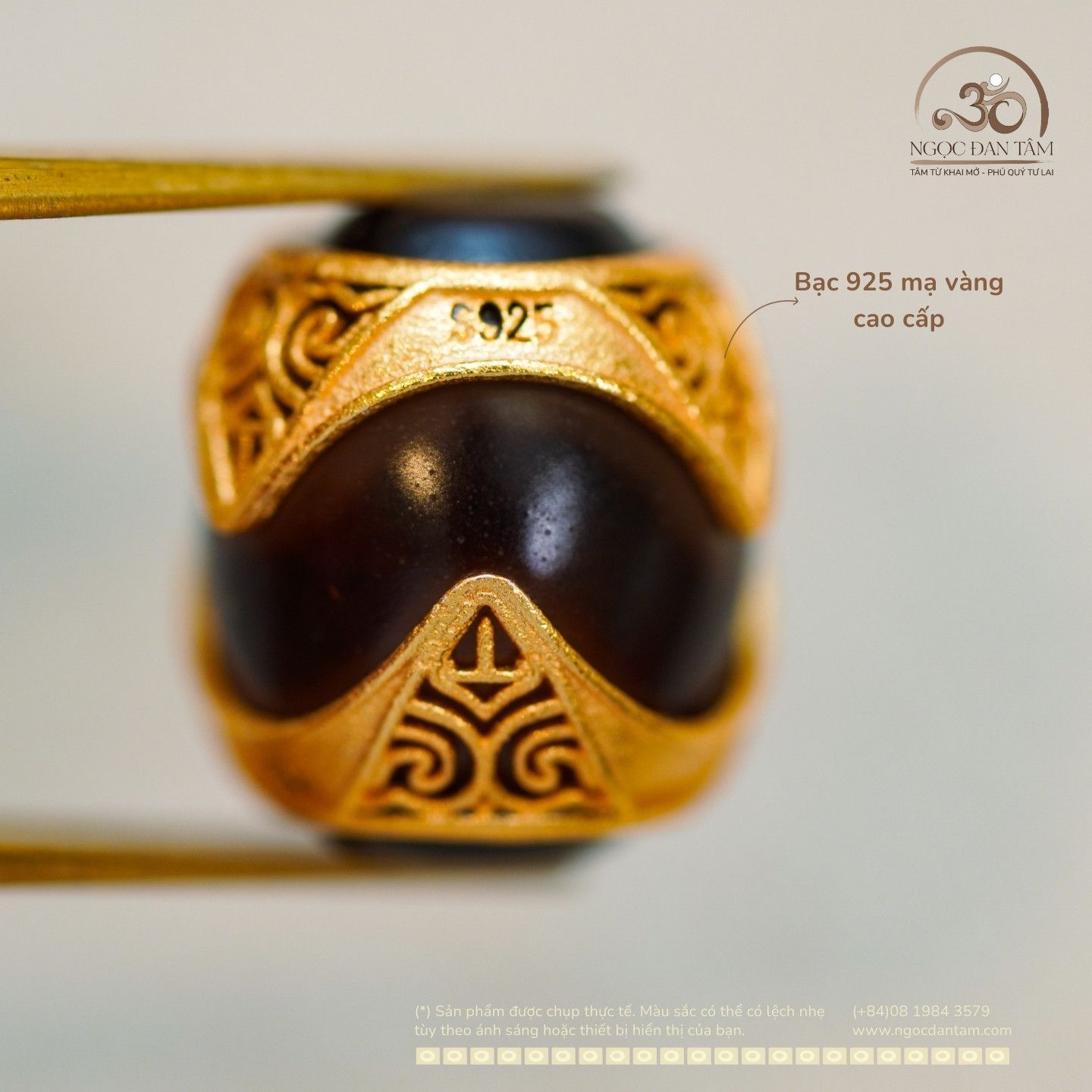  Charm Dzi Lu Thống 12.37mm - Bạc 925 mạ vàng cao cấp 