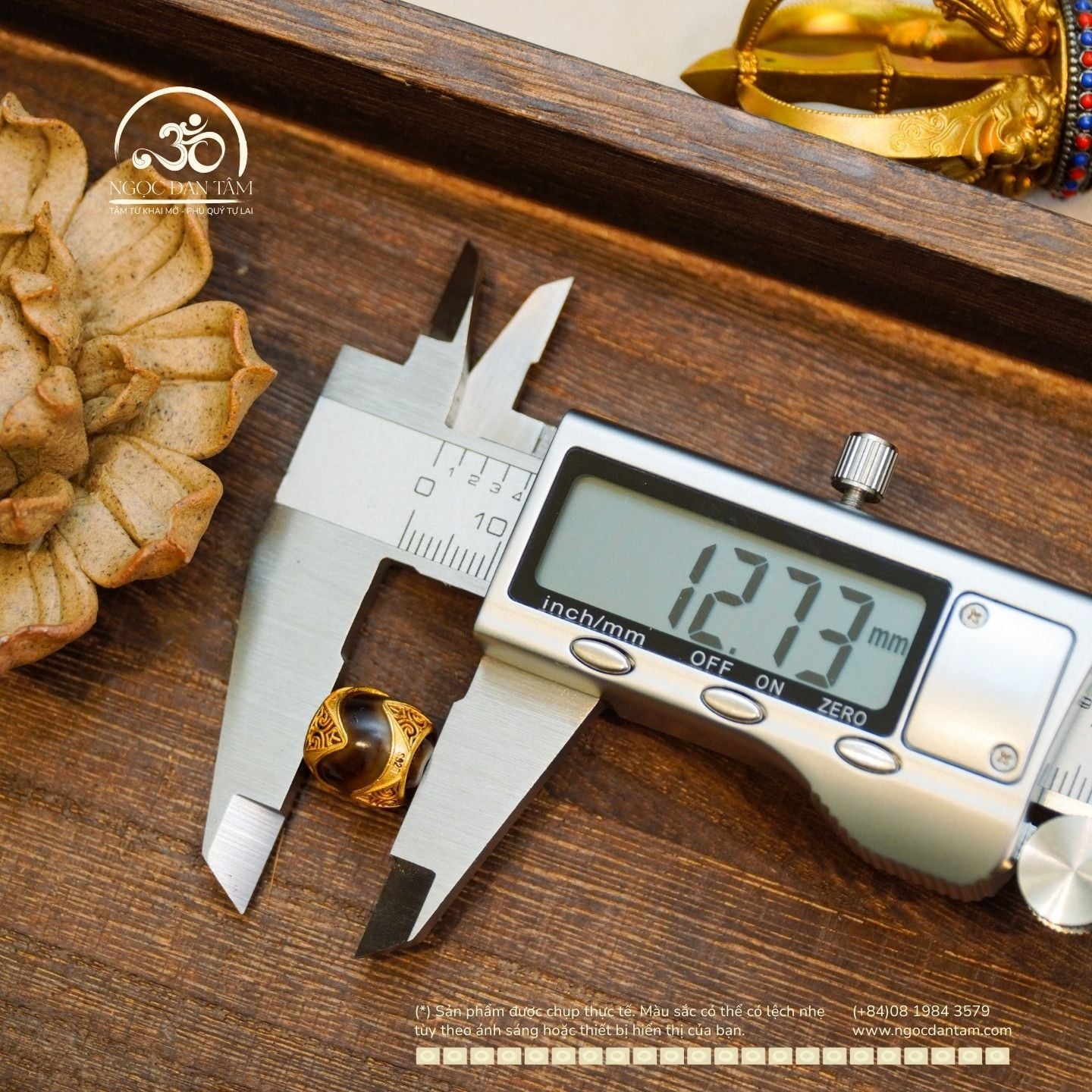  Charm Dzi Lu Thống 12.37mm - Bạc 925 mạ vàng cao cấp 