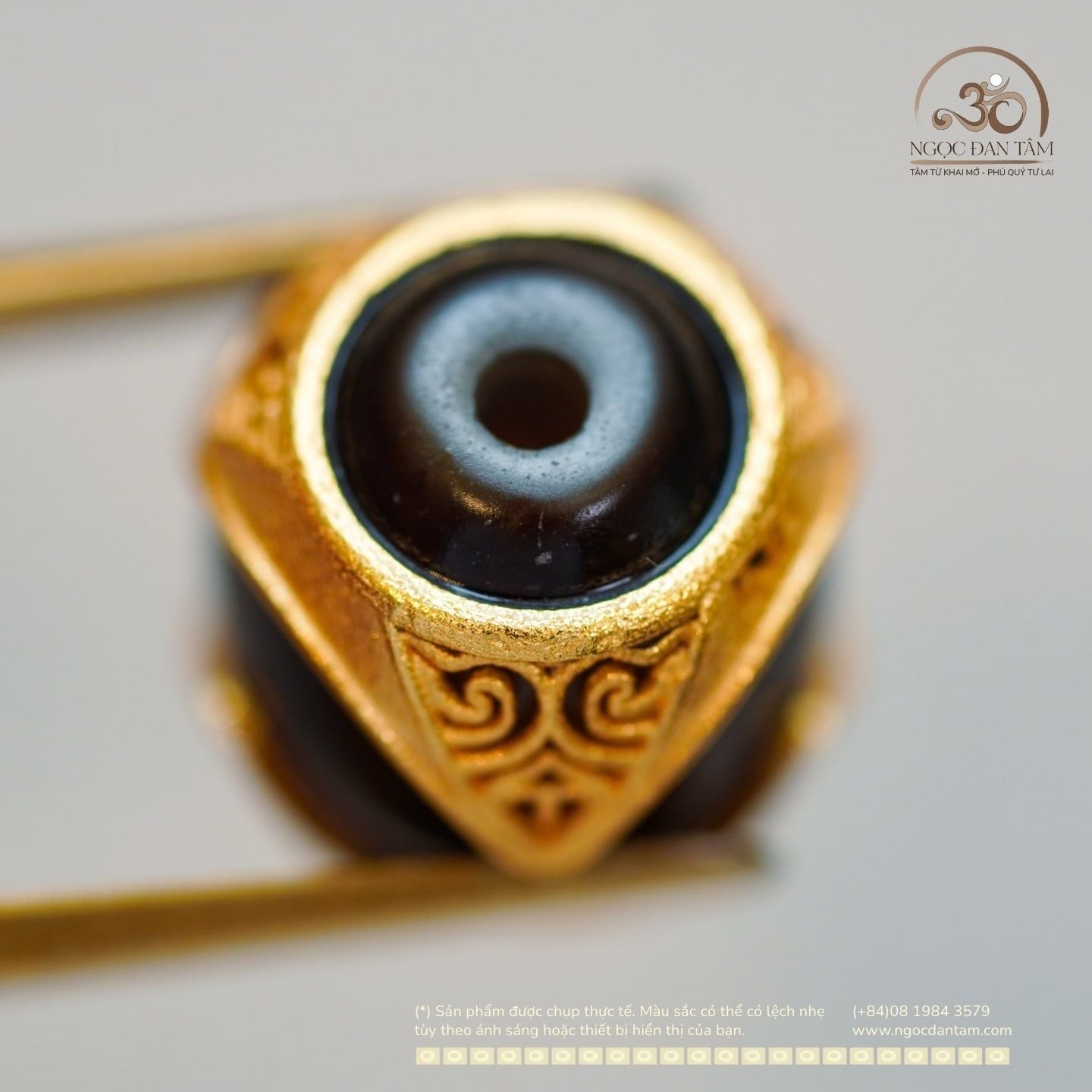  Charm Dzi Lu Thống 12.37mm - Bạc 925 mạ vàng cao cấp 