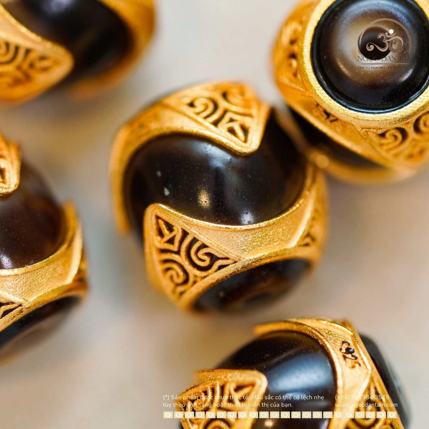  Charm Dzi Lu Thống 12.37mm - Bạc 925 mạ vàng cao cấp 