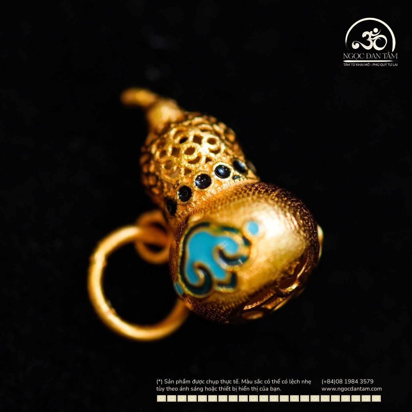  Charm Hồ Lô 11.41mm Bạc 925 Mạ Vàng Cao cấp 