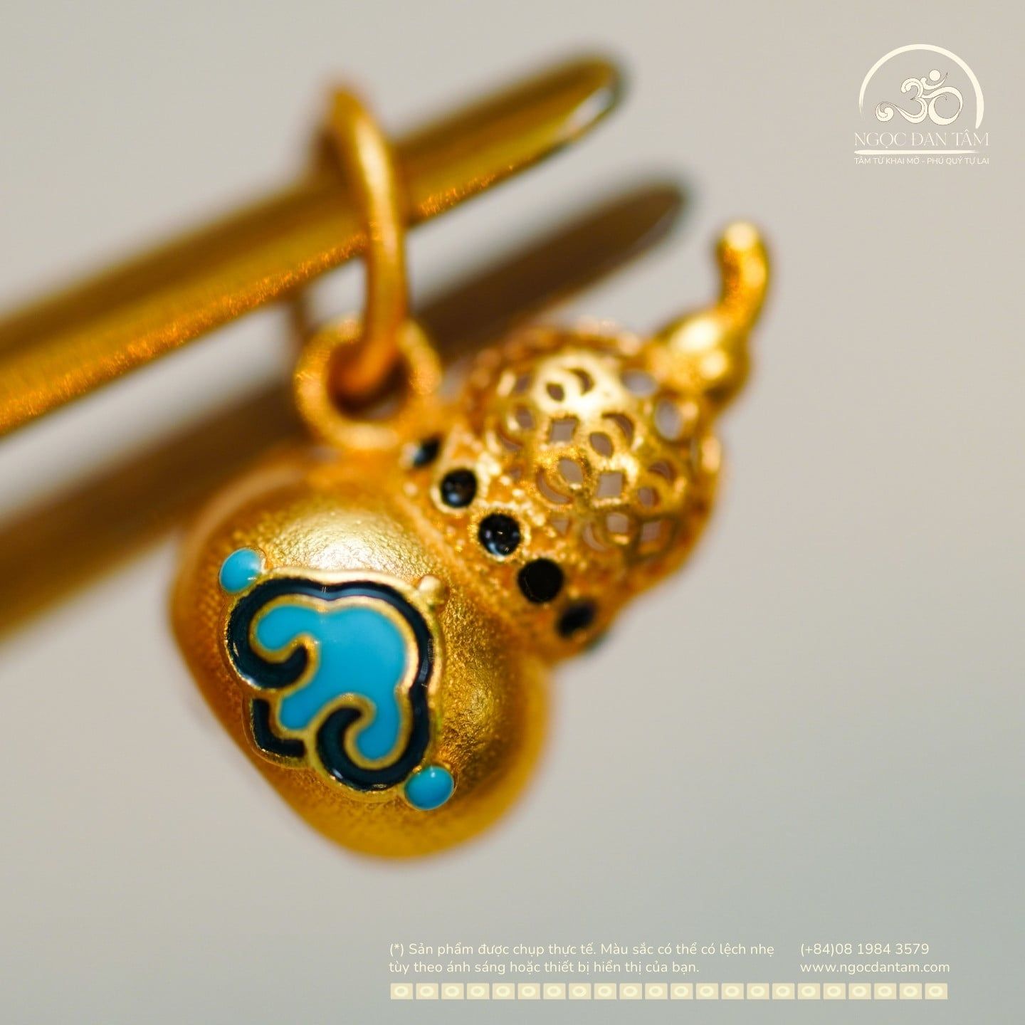  Charm Hồ Lô 11.41mm Bạc 925 Mạ Vàng Cao cấp 