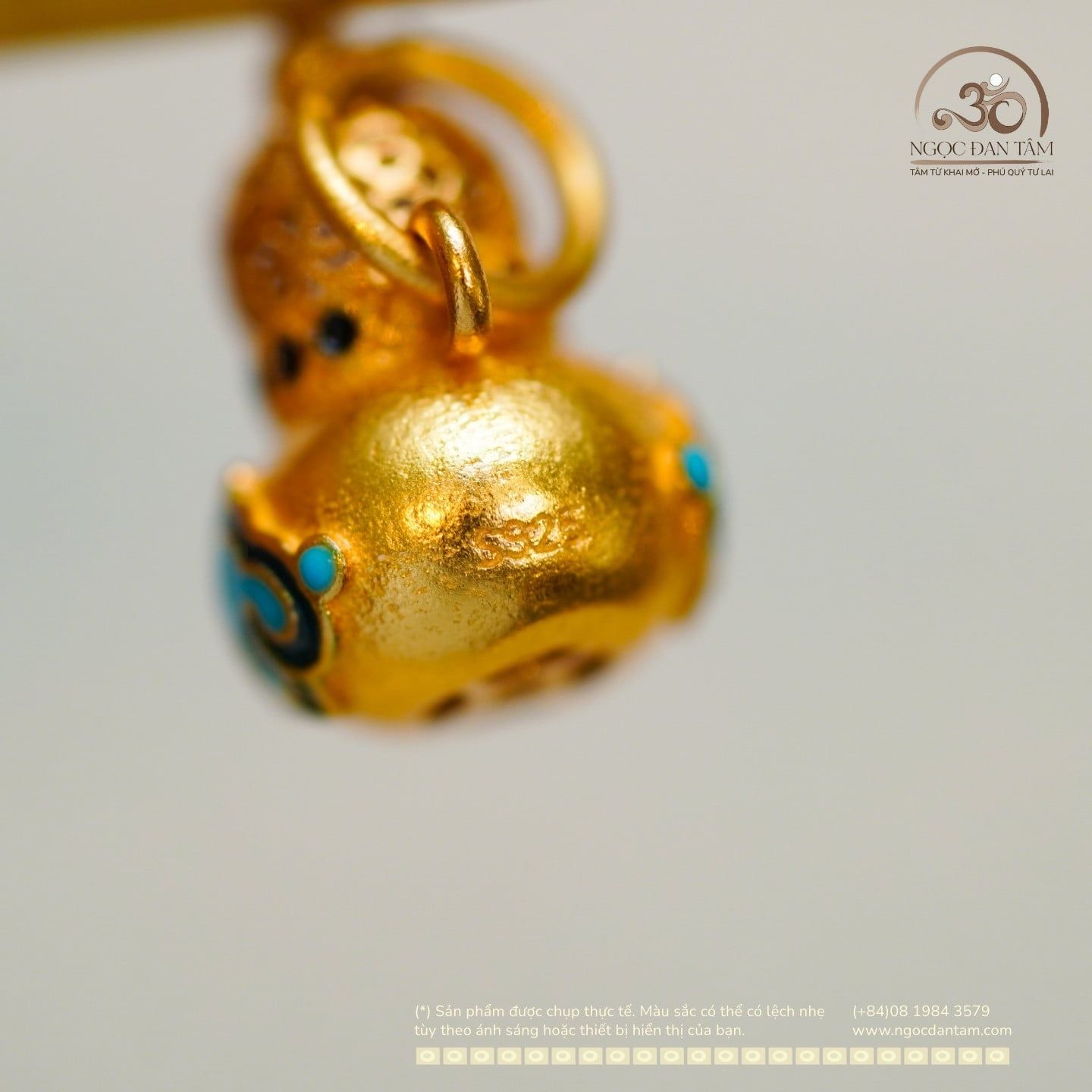  Charm Hồ Lô 11.41mm Bạc 925 Mạ Vàng Cao cấp 