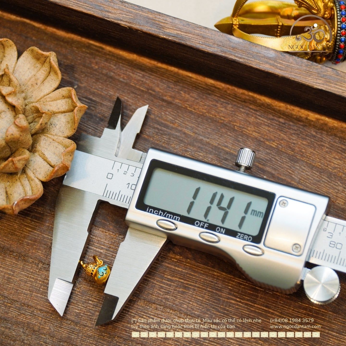  Charm Hồ Lô 11.41mm Bạc 925 Mạ Vàng Cao cấp 