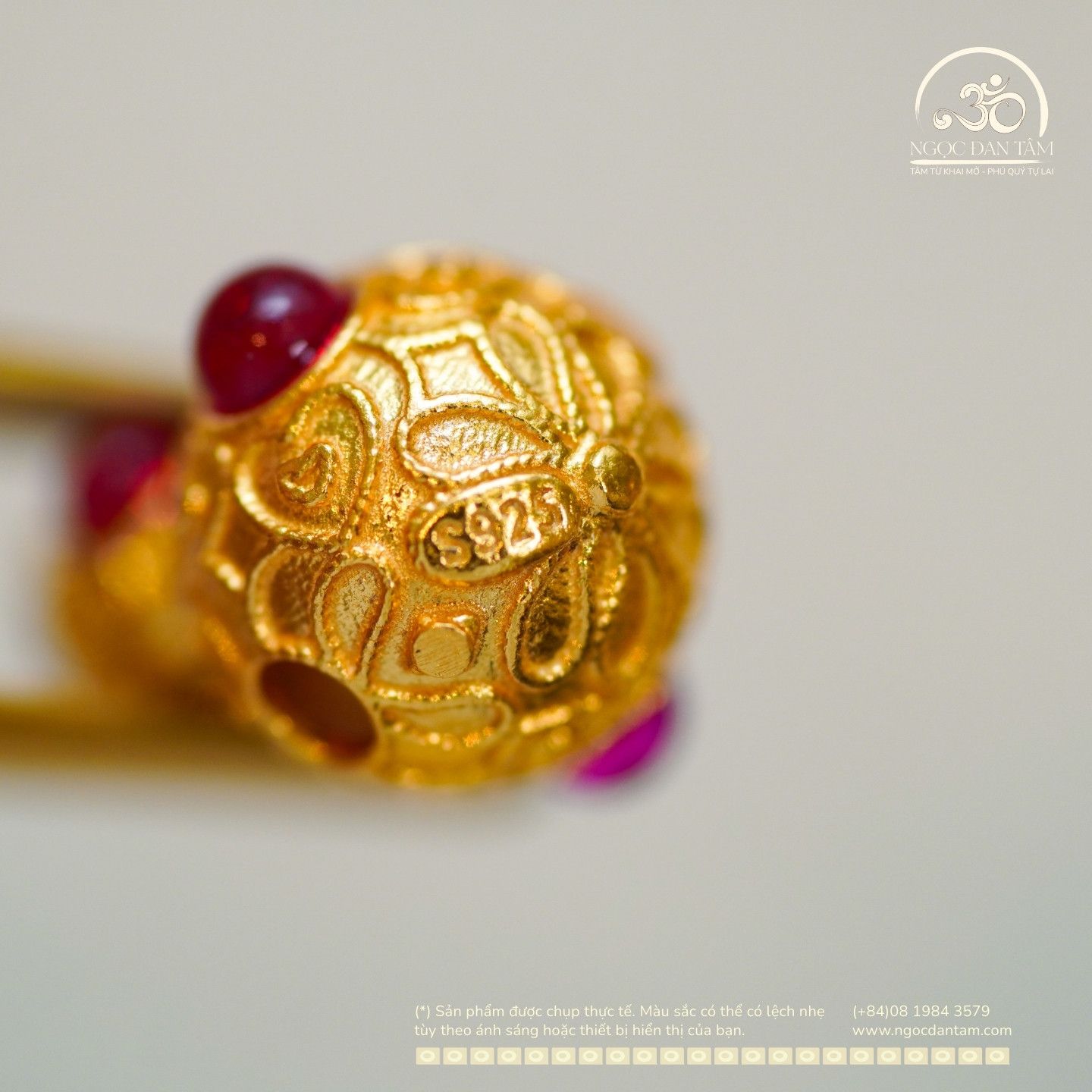  Charm Hồ Lô ĐÍnh Ruby 11.8mm - Bạc 925 Mạ Vàng Cao Cấp 