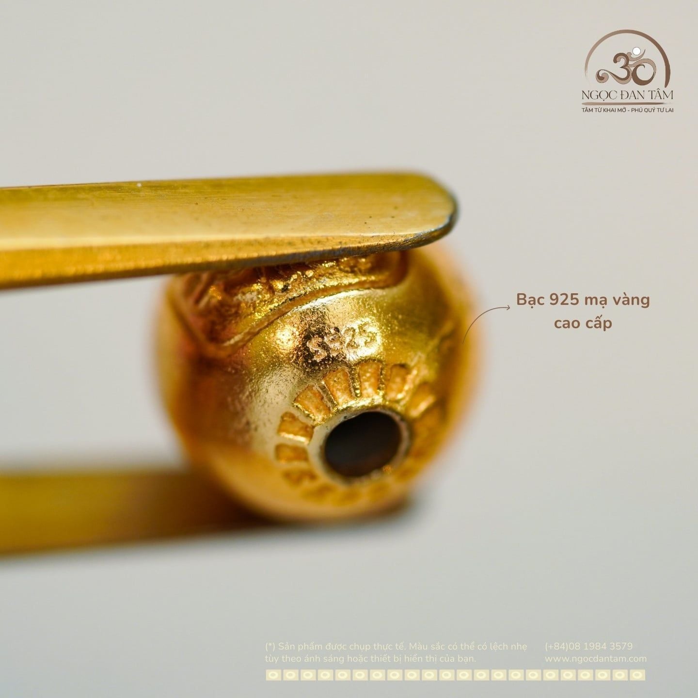  Charm Hạt Tròn Zakiram 7.68mm - Bạc 925 Mạ Vàng Cao Cấp 