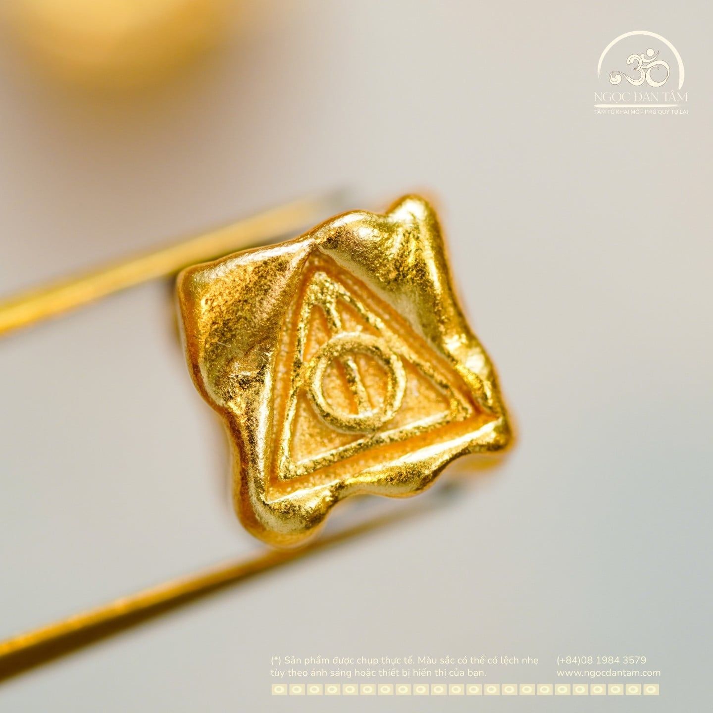  Charm Hạt Vuông May Mắn 8.18MM Bạc 925 Mạ Vàng Cao Cấp 