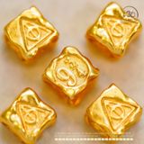  Charm Hạt Vuông May Mắn 8.18MM Bạc 925 Mạ Vàng Cao Cấp 