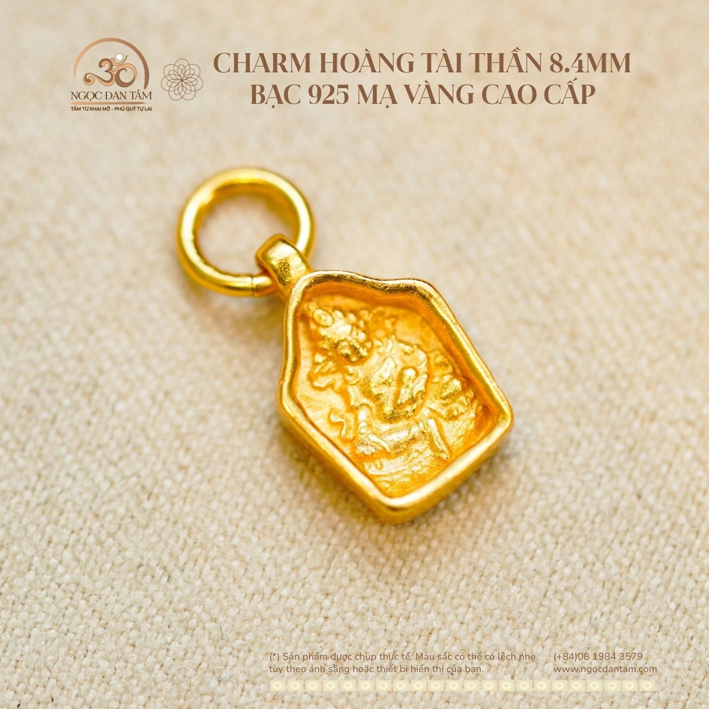  Charm Hoàng  Thần Tài 8.4mm - Bạc 925 Mạ Vàng Cao Cấp 