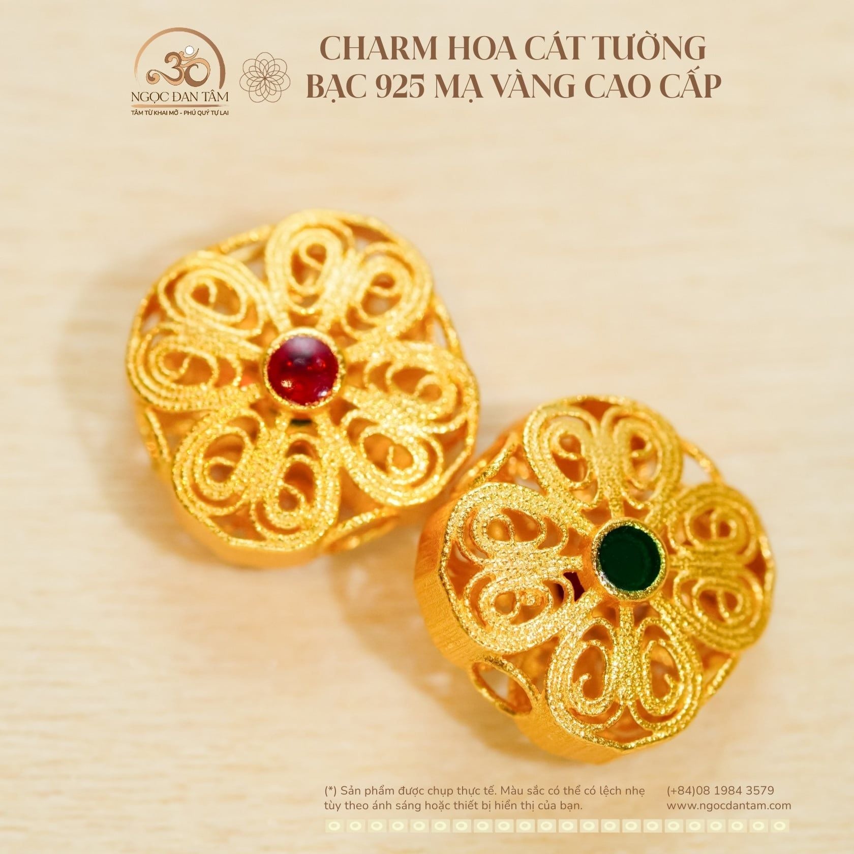  Charm Hoa Cát Tường - Bạc 925 Mạ Vàng Cao Cấp 