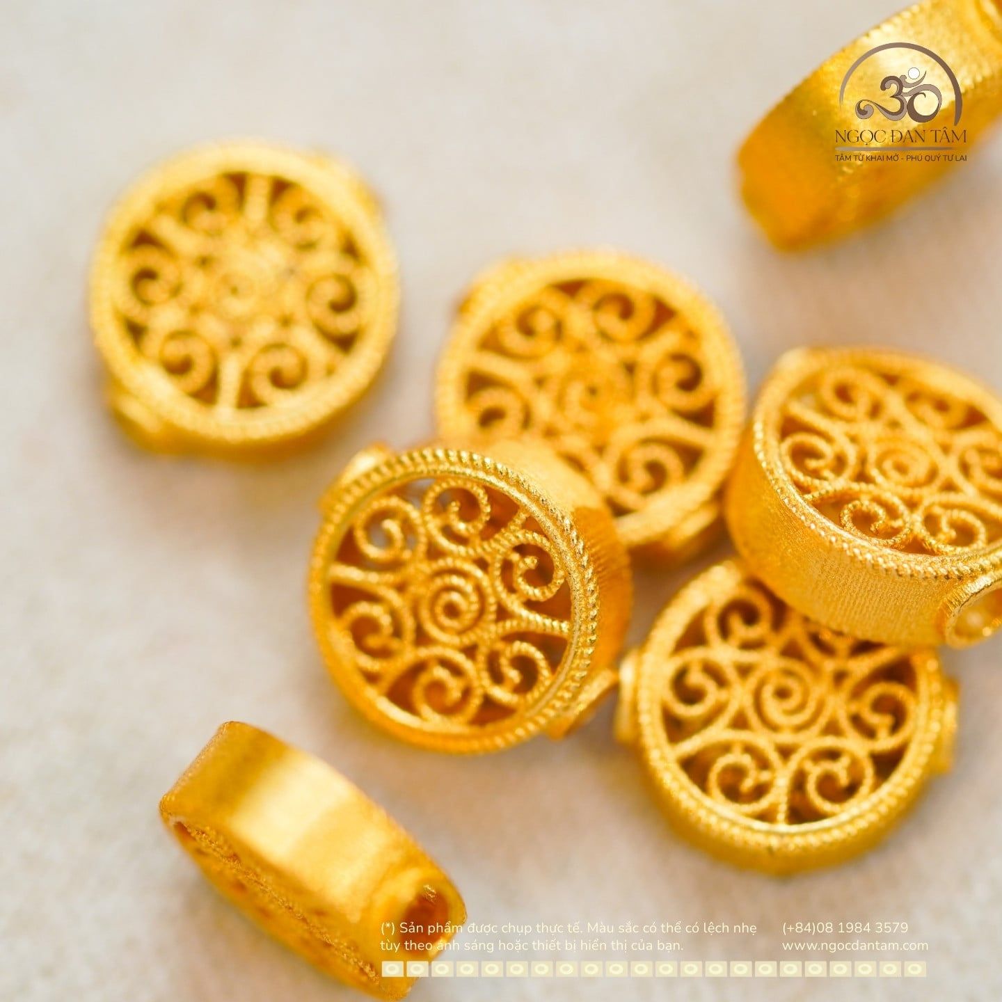  Charm Hoa Kim Luân 8.77mm - Bạc 925 Mạ Vàng Cao cấp 