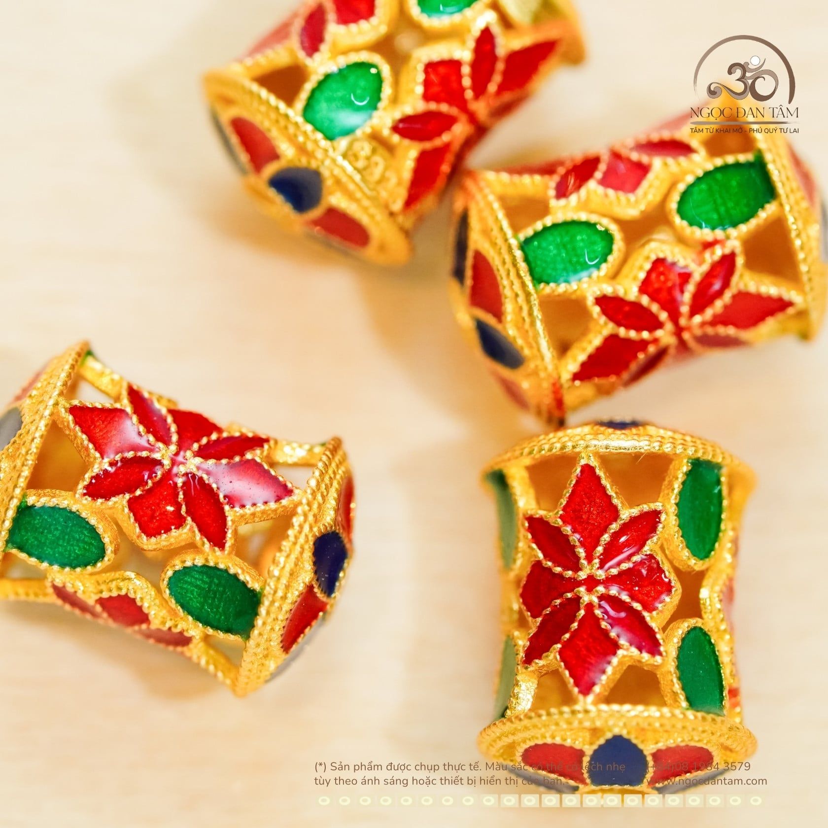  Charm Hoa May Mắn Đa Sắc - Bạc 925 Mạ Vàng Cao Cấp 