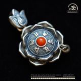  Charm Hoa Sen Chú Om 14.7mm - Bạc 925 Cao Cấp 