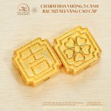  Charm Hoa Vuông 5 Cánh - Bạc 925 Mạ Vàng Cao Cấp 