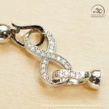  Charm Khóa Vòng Cổ Nơ Bạc Kim Đính Hạt 