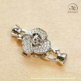  Charm Khóa Vòng Cổ Hoa Mẫu Đơn Bạc Kim Cao Cấp 