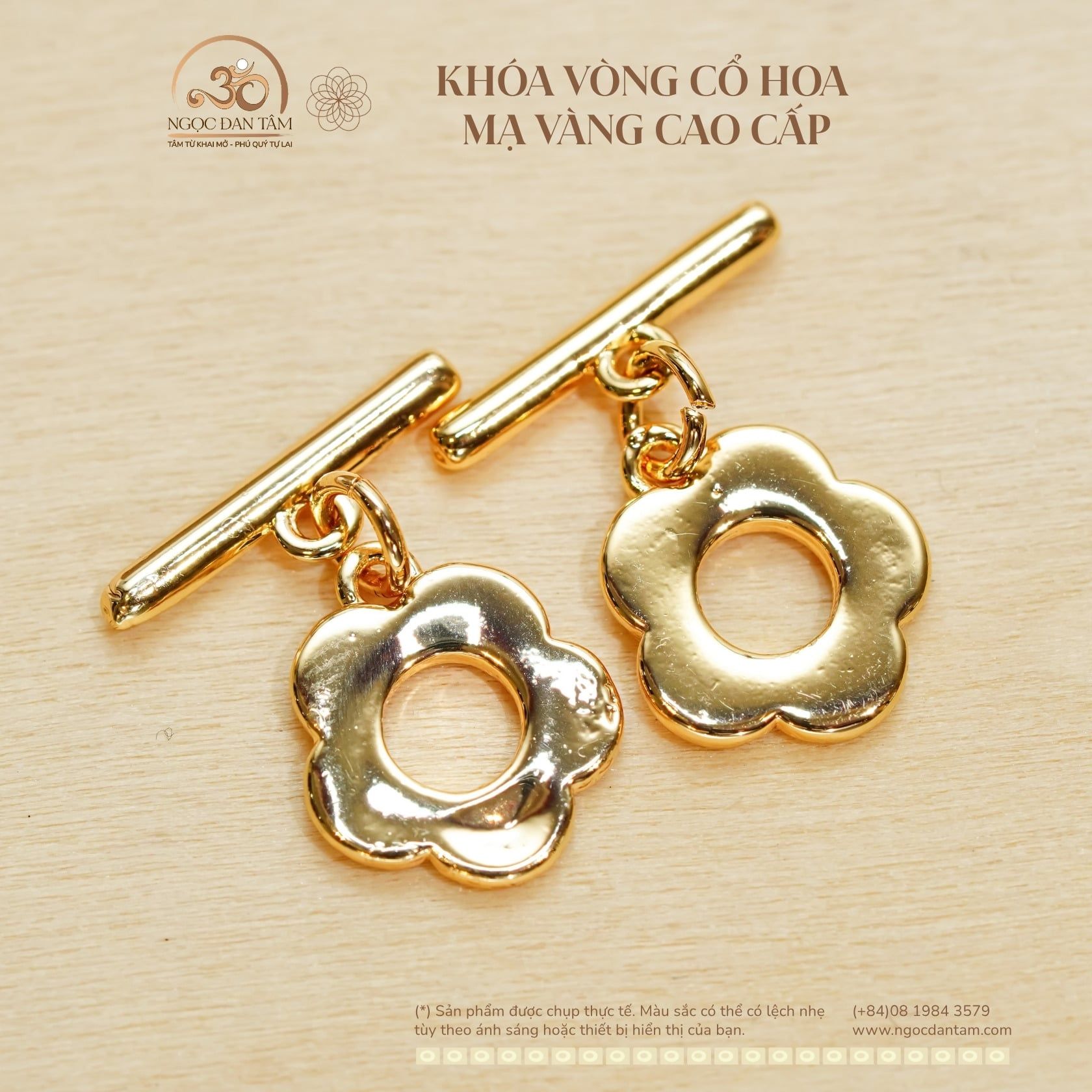  Charm Khóa Vòng Cổ Hoa Mạ Vàng Cao Cấp 