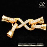  Charm Khóa Vòng Cổ Nơ Đôi Đính Hạt Mạ Vàng Cao Cấp 