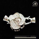  Charm Khóa Vòng Cổ Hoa Mẫu Đơn Bạc Kim Cao Cấp 
