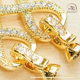  Charm Khóa Vòng Cổ Nơ Đính Hạt Mạ Vàng Cao Cấp 
