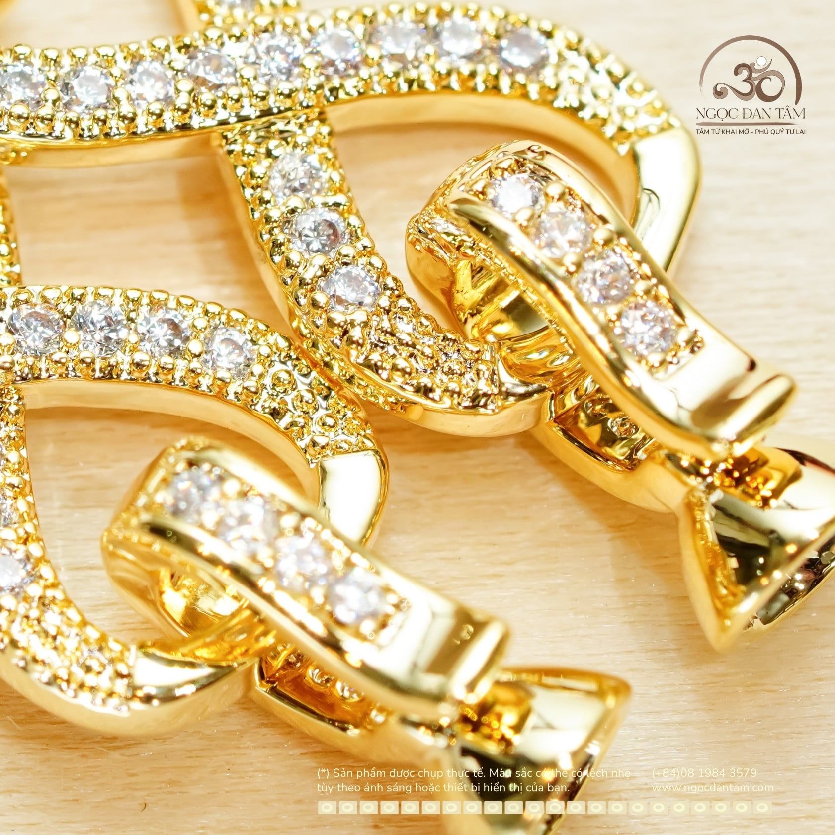  Charm Khóa Vòng Cổ Nơ Đính Hạt Mạ Vàng Cao Cấp 