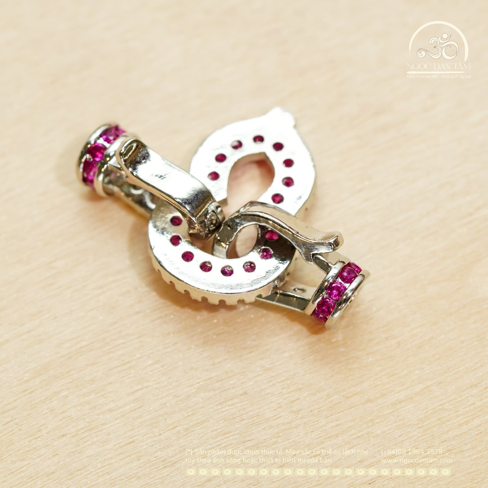  Charm Khóa Vòng Cổ Hồ Lô Hồng Mạ Bạc Cao Cấp 