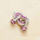  Charm Khóa Vòng Cổ Hồ Lô Hồng Mạ Bạc Cao Cấp 