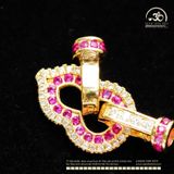  Charm Khóa Vòng Cổ Hồ Lô Đính Đá Hồng Mạ Vàng Cao Cấp 